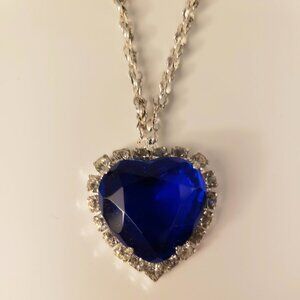 Vintage 1998 Repro Titanic Movie Blue Heart of the Ocean Necklace BC Lind Signed